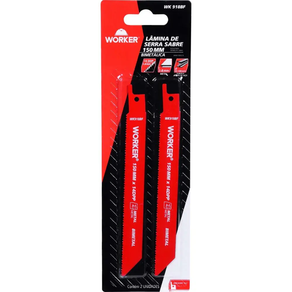 Lâmina para serra sabre bimetálica 1/2” 150MM 14 dentes Worker — fotografia 4