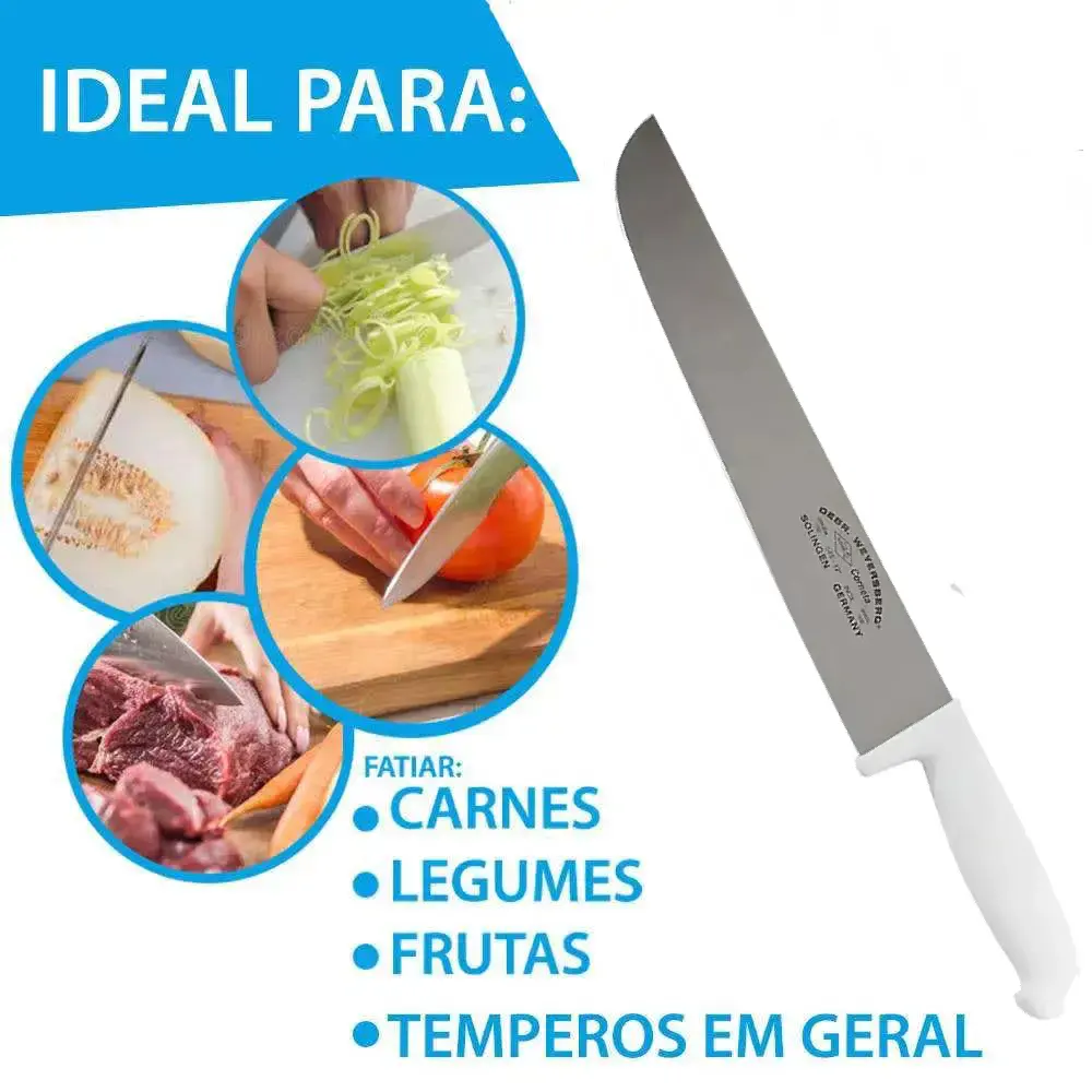 Faca para carne 12 POL cabo branco tradicional Corneta — fotografia 3