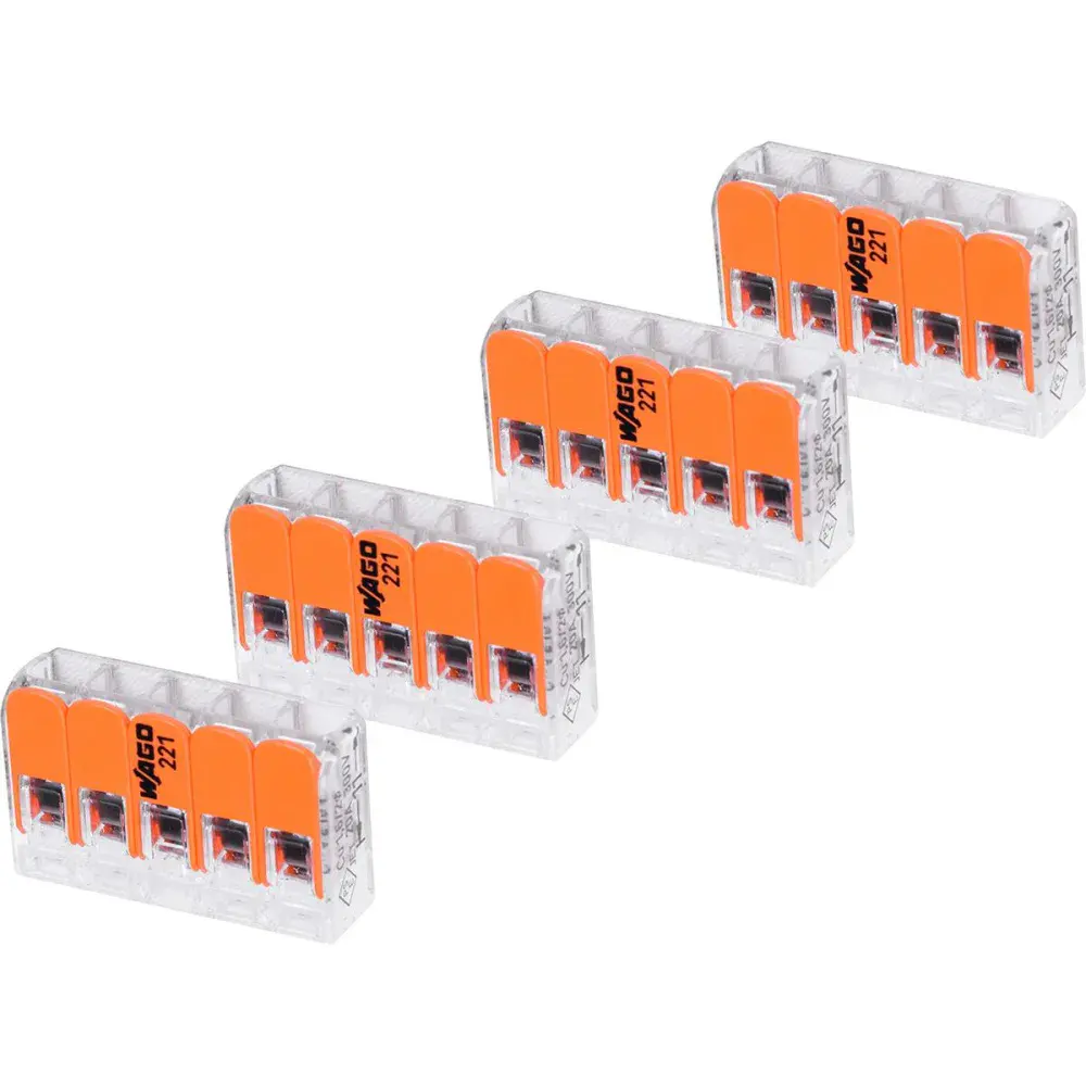 Conector emenda Wago 221 5 derivações 4MM 4 peç — fotografia 4