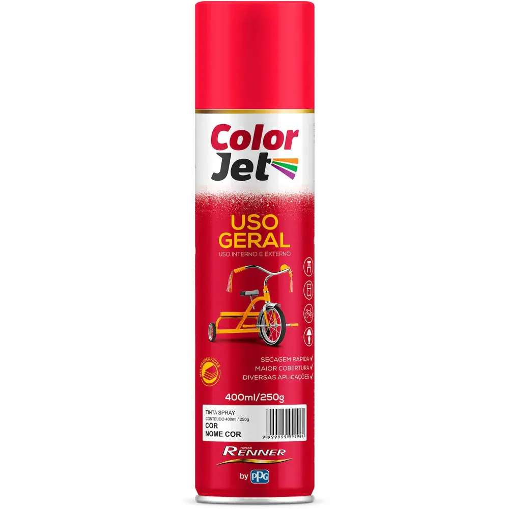 Tinta spray uso geral vermelho color jet Renner