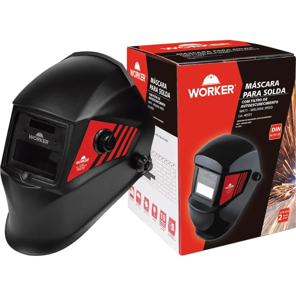 Máscara para solda autoescurecimento WK71 DIN9-13 Worker — fotografia de referência