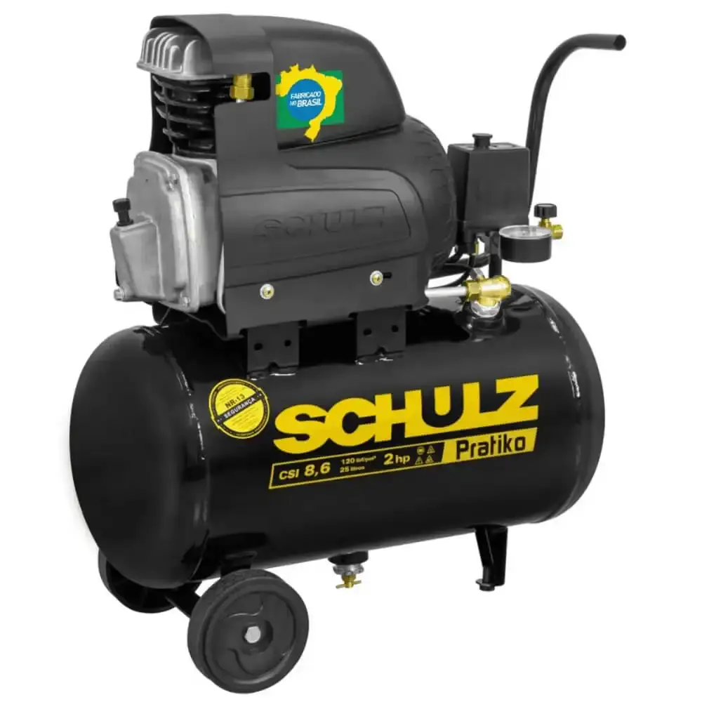 Compressor de Ar Schulz Pratiko 8,6PCM 25L 127V ou 220V CSI8,6/25 SCHULZ 220 V — fotografia de referência