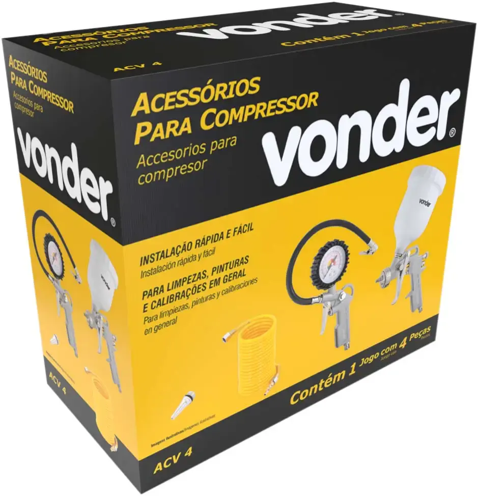 Jogo de acessórios para compressor com 4 peças ACV-4 Vonder — fotografia 6
