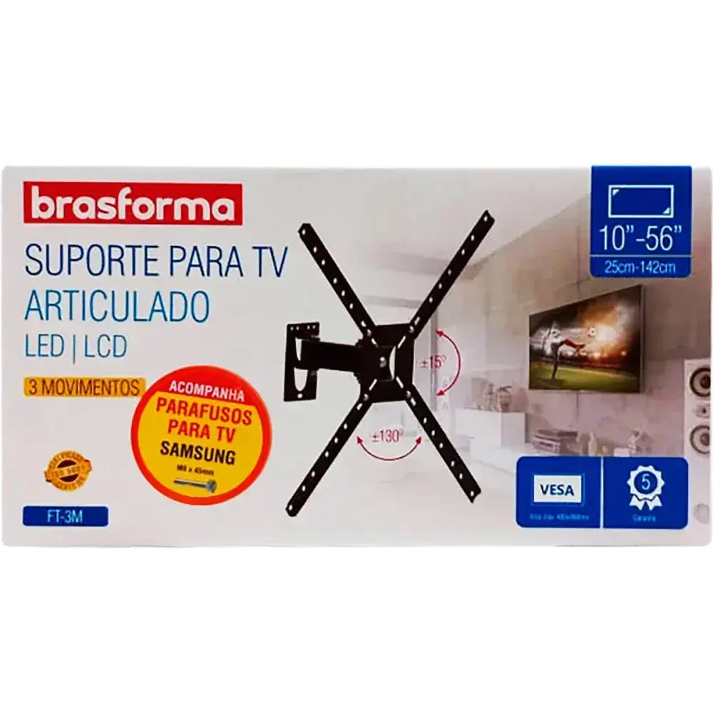 Suporte articulado para tv de 10” a 56” com 3 movimentos da Brasforma — fotografia 4