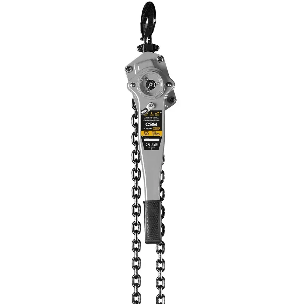 Talha manual de corrente com alavanca 3 TON elevação 1.5 metros TCA 3000 CSM