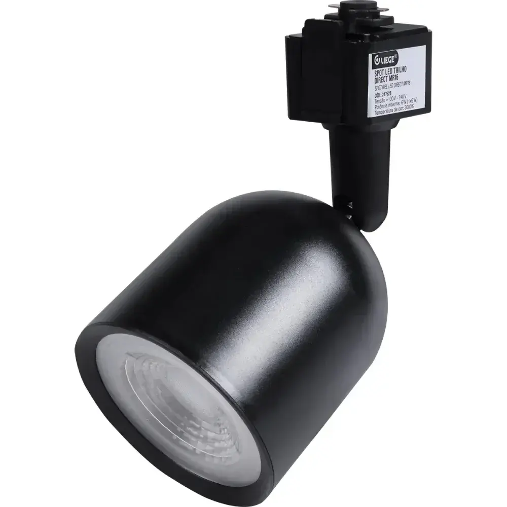 Spot led para trilho 6W 3000K 450LM bivolt preto Liege — fotografia 5