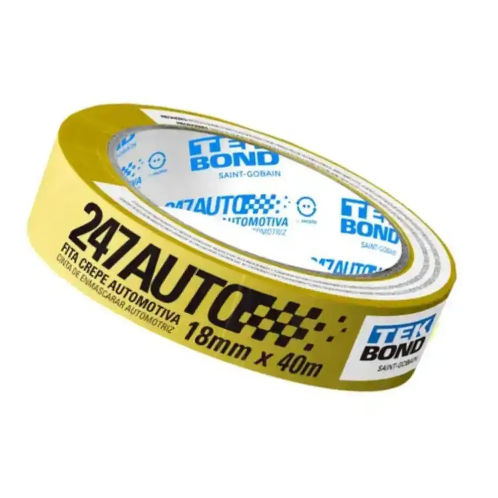 Fita Crepe 18 MM x 40 Metros Automotiva Amarela TEKBOND TEK Bond — fotografia 5