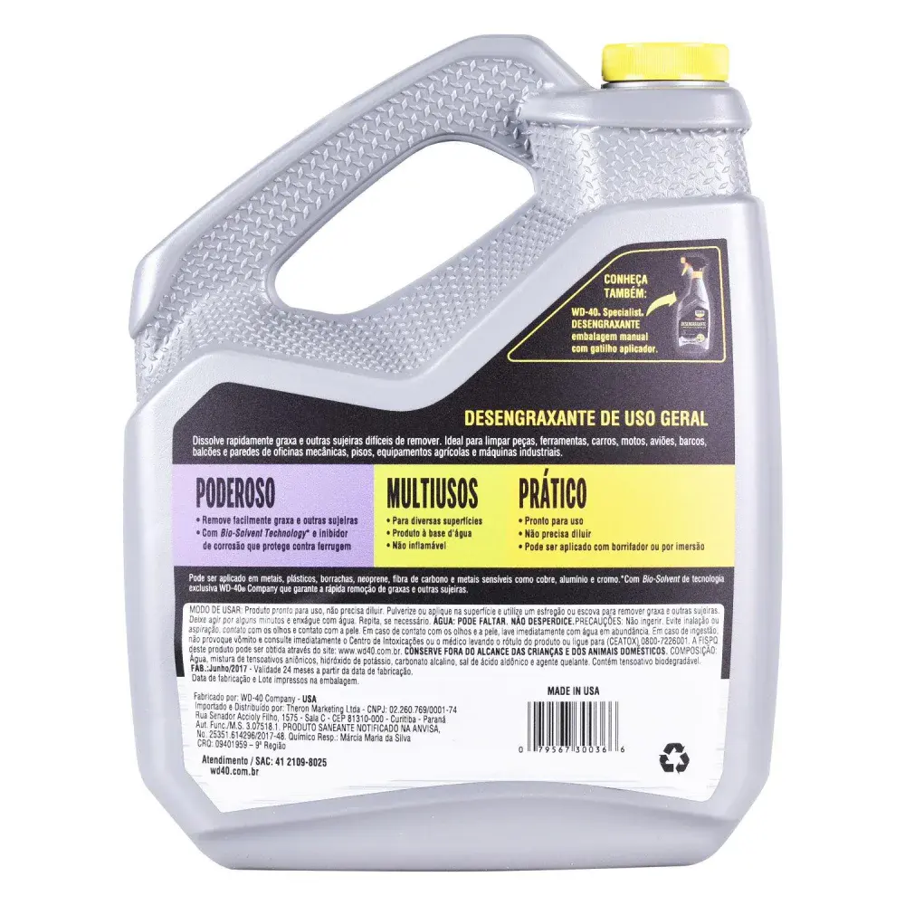 Desengraxante galão para limpeza pesada 3,7LTS Wd-40 — fotografia 3