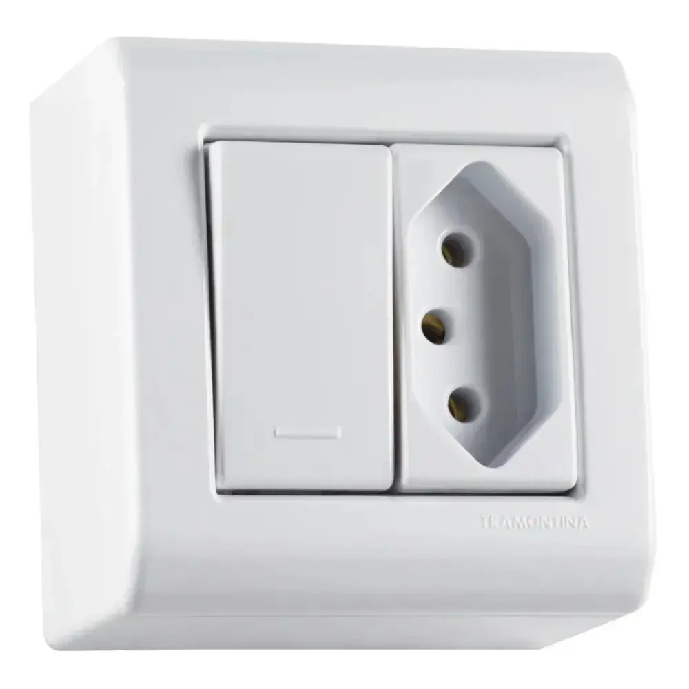 Caixa de sobrepor 1 interruptor 10A 250V 1 tomada 2P+T Tramontina — fotografia 6