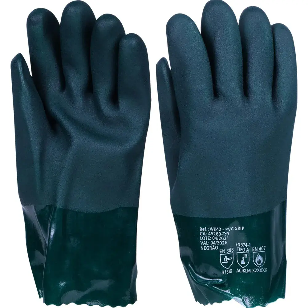 Luva de pvc com forro de poliéster 25CM g verde Worker