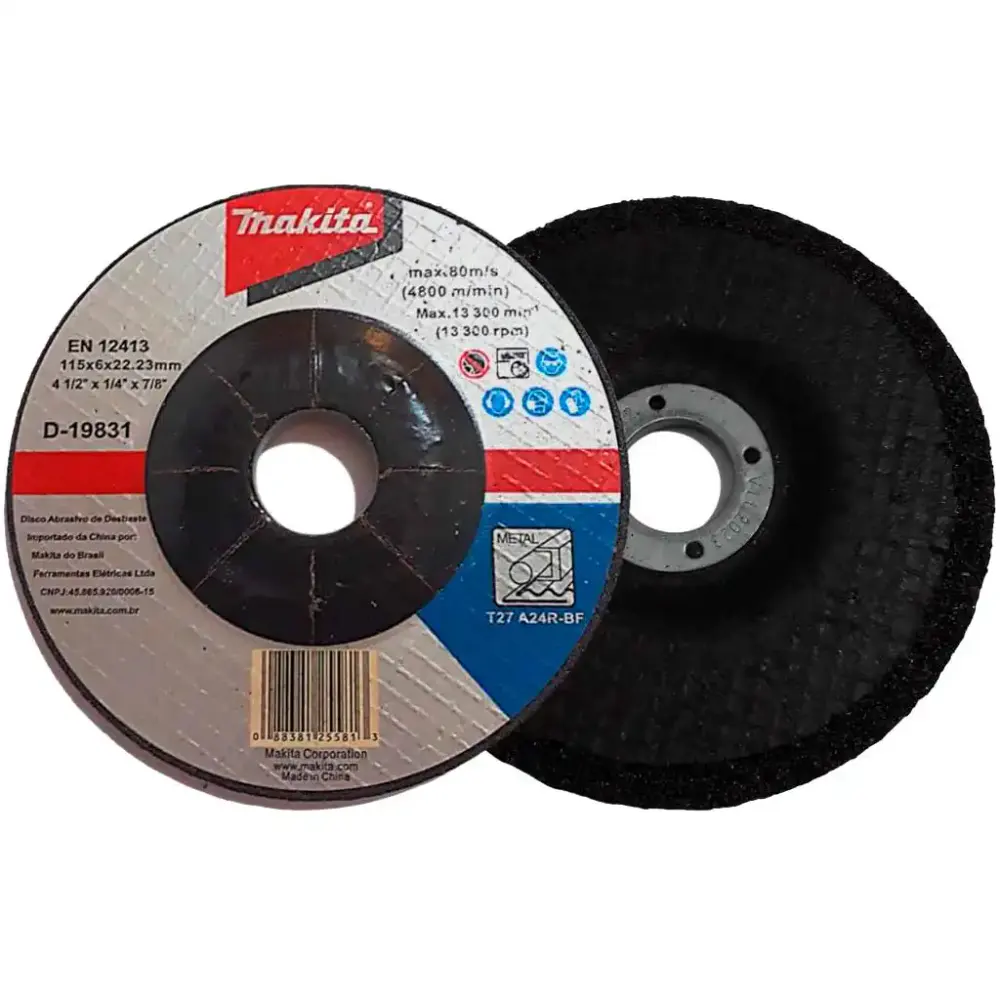 Disco de desbaste 4.1/2 POL 115 MM para metal D-19831 kit 100 unidades Makita — fotografia 2