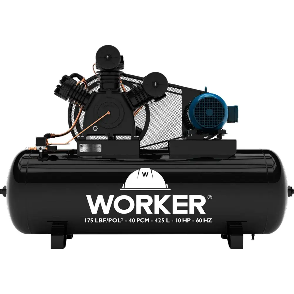 Compressor de ar 40PCM 175PSI 10HP 425L trif Worker — fotografia de referência