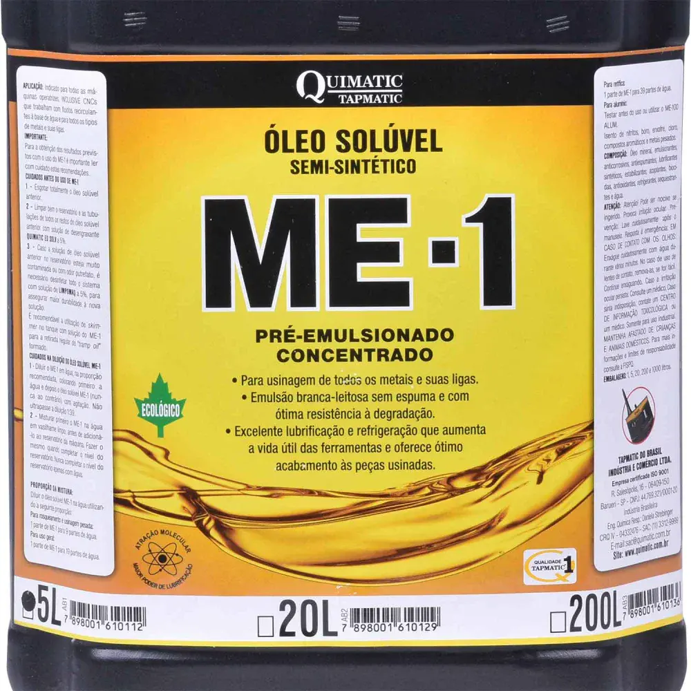 Me 1 óleo solúvel semissintético ecológico 5L quimatic tapmatic — fotografia 4