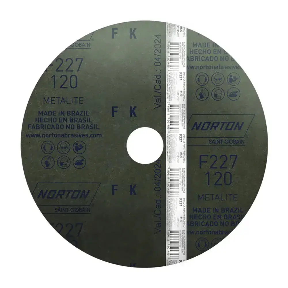 Disco lixa fibra F227 115X22MM grão 120 Norton — fotografia 5