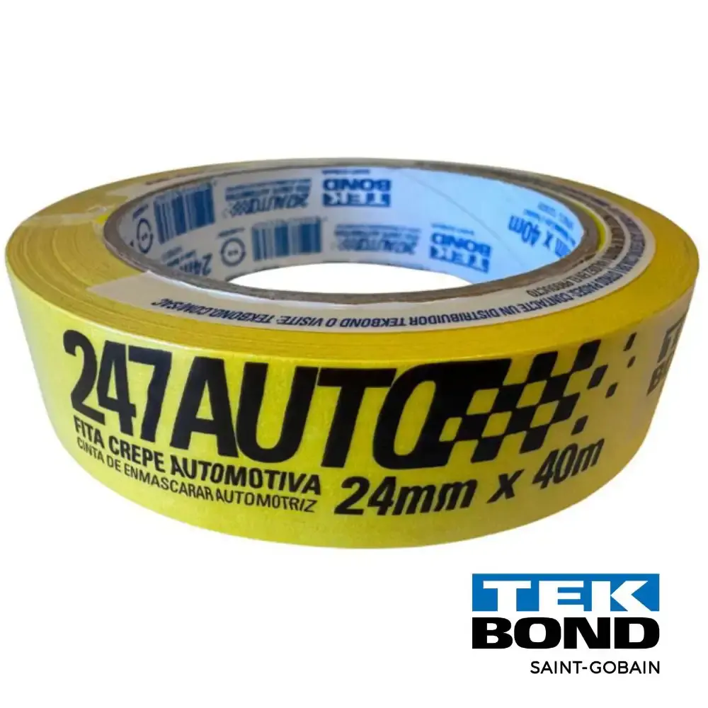 Fita Crepe 24 MM x 40 Metros Automotiva Amarela TEKBOND TEK Bond — fotografia 5