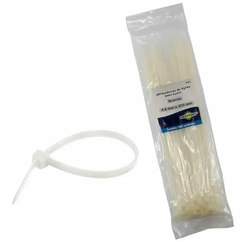 Abraçadeira de Nylon 4.8 x 350MM Branca 100 Unidades 8638 BRASFORT — fotografia de referência