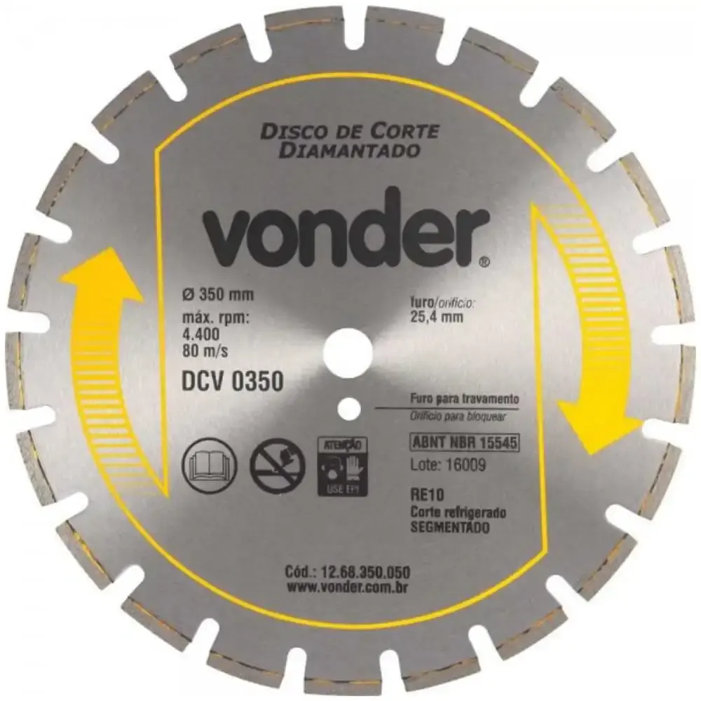 Disco diamantado 350 MM para asfalto e concreto DCV 0350 Vonder — fotografia de referência
