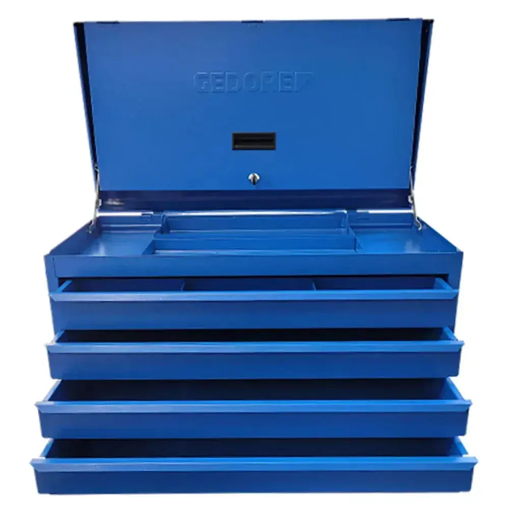 Caixa gabinete em aço com 4 gavetas azul Gedore — fotografia de referência