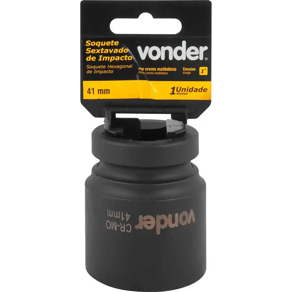 Soquete Sextavado Impacto Encaixe 1 polegada 41MM Cromado VONDER — fotografia 3