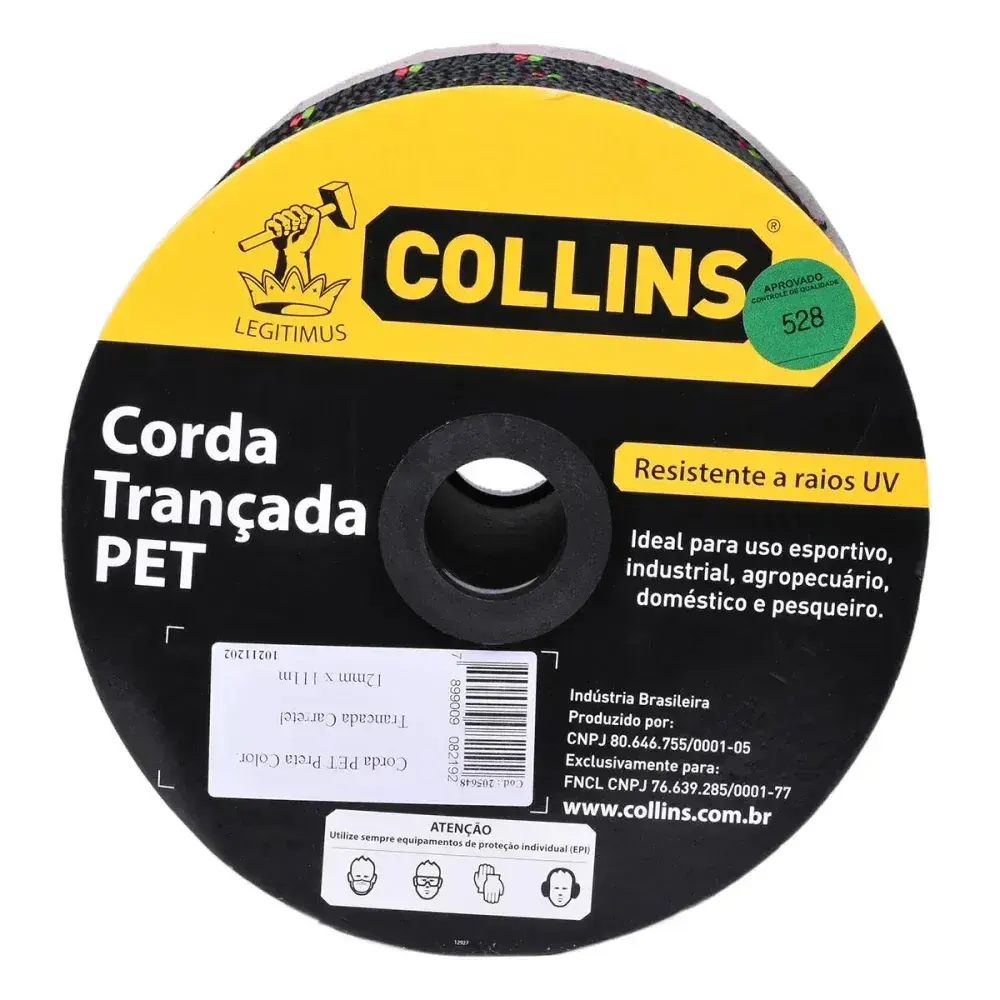 Corda pet trançada 228M/8MM preta Collins — fotografia 3