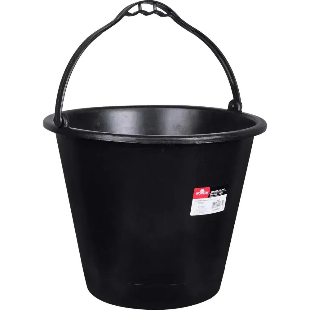 Balde de pvc para construção preto 12L Worker — fotografia 6
