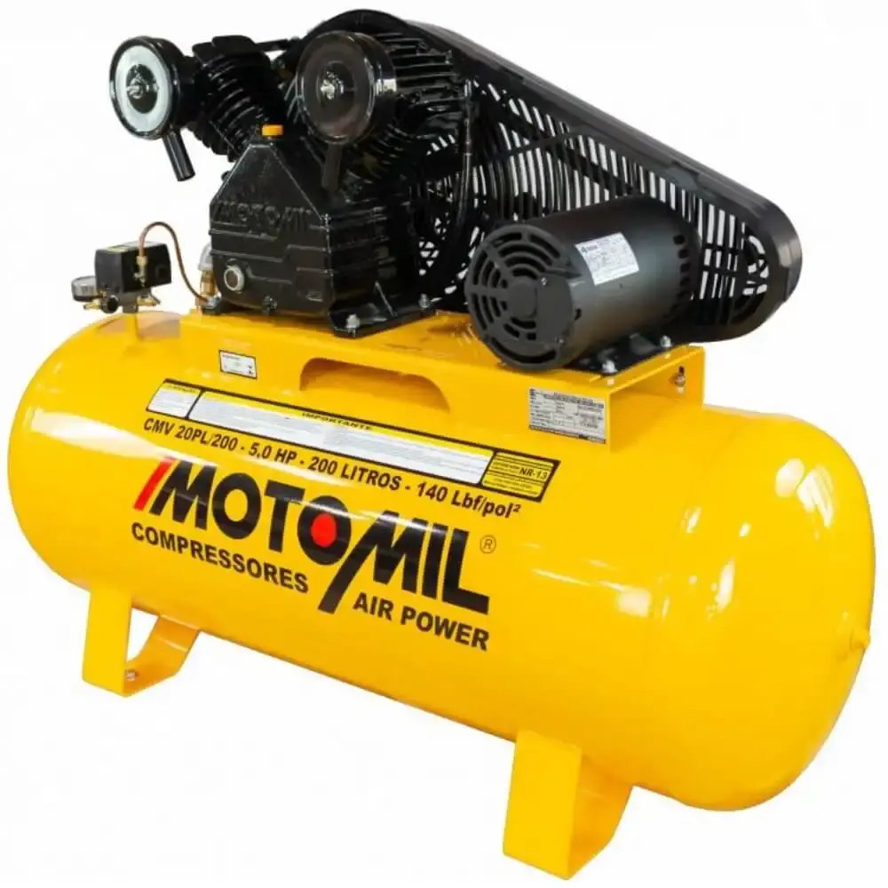 Compressor 20 pés 200 litros 2 pistões 5HP trifásico MotoMil — fotografia 3