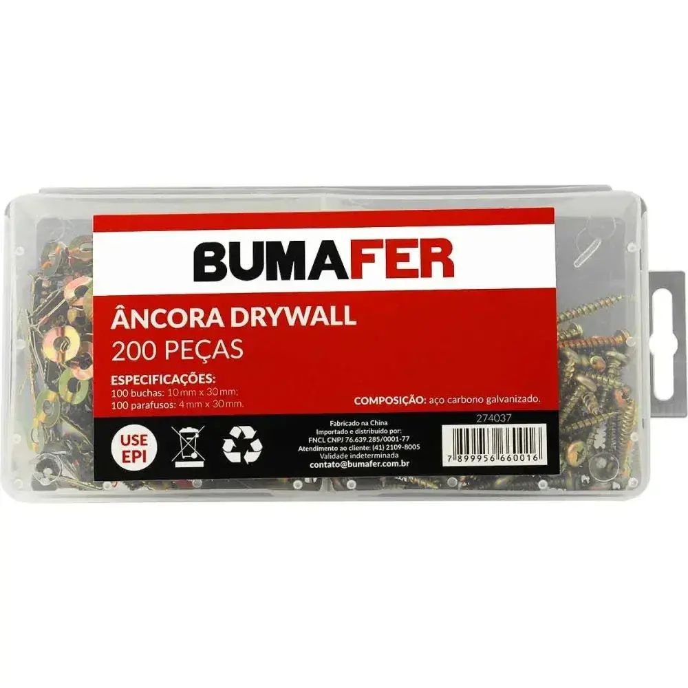 Parafuso âncora para drywall em aço 200 peç Bumafer — fotografia 8