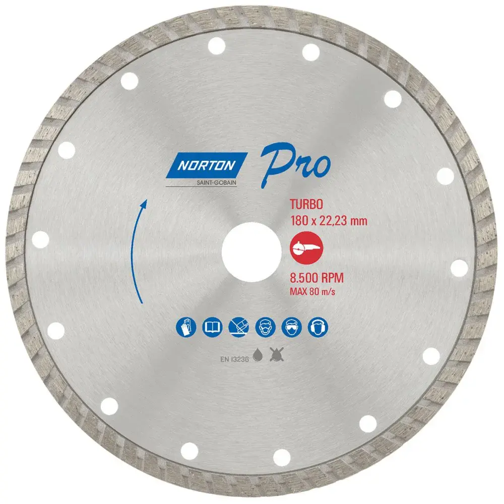 Disco diamantado turbo 180 x 8,0 x 22,23MM Norton