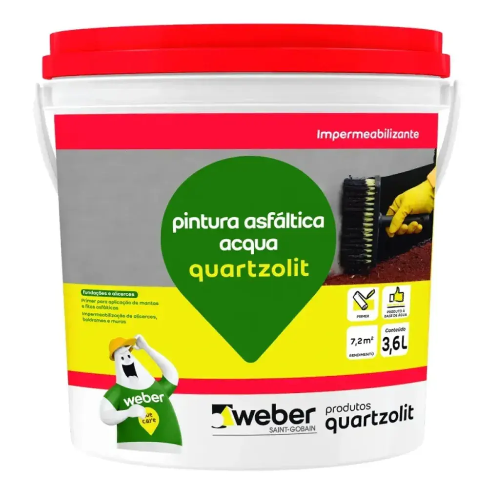 Pintura asfáltica acqua preto 3,6L Quartzolit