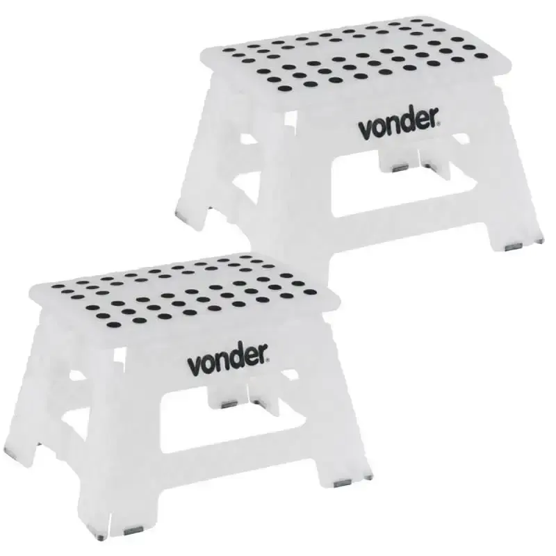 Banqueta plástica multiuso dobrável 22 CM 150 KG com 2 peças Vonder — fotografia de referência