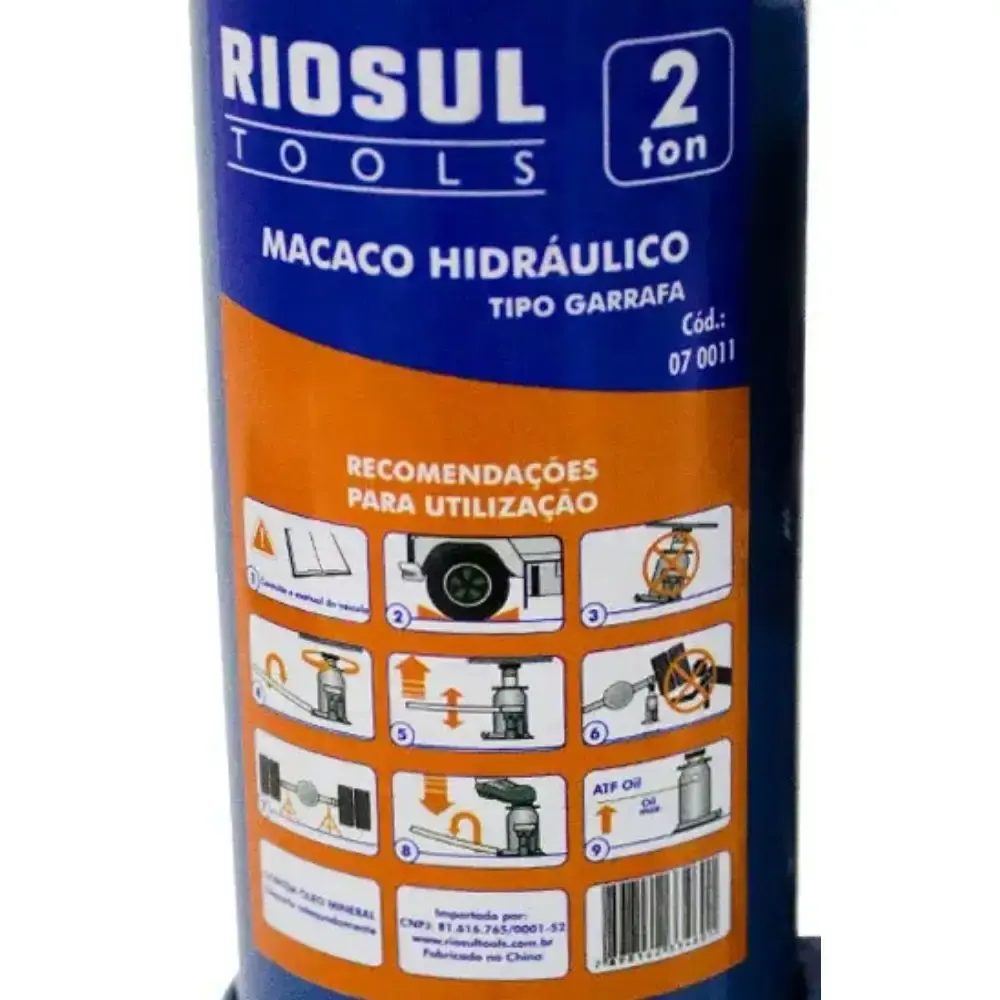 Macaco hidráulico tipo garrafa 2TON R070001 riosul tools — fotografia 5