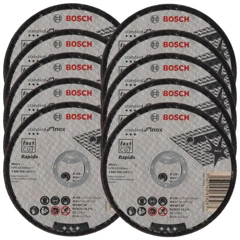 Disco de Corte Inox 4.1/2 POL x 1 POL Furo 7/8 POL Standard com 10 Peças BOSCH — fotografia de referência