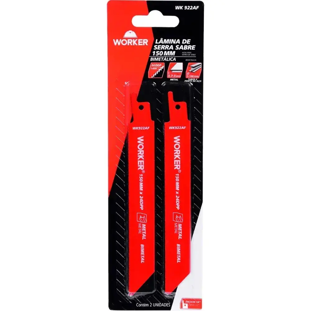 Lâmina para serra sabre bimetálica 1/2” 150MM 24 dentes Worker — fotografia 9