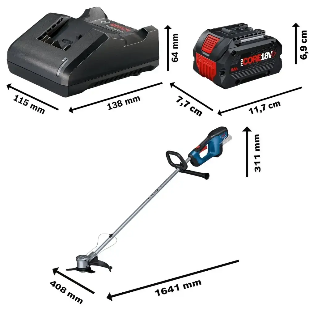 Roçadeira a bateria 23CM GFR 18V-23 com bateria 8,0AH 18V e carregador bivolt Bosch — fotografia 2