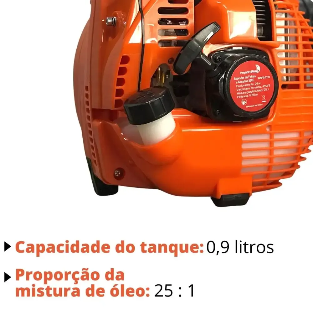 Soprador de folhas a gasolina 26CC 0,7KW ImportWay — fotografia 6