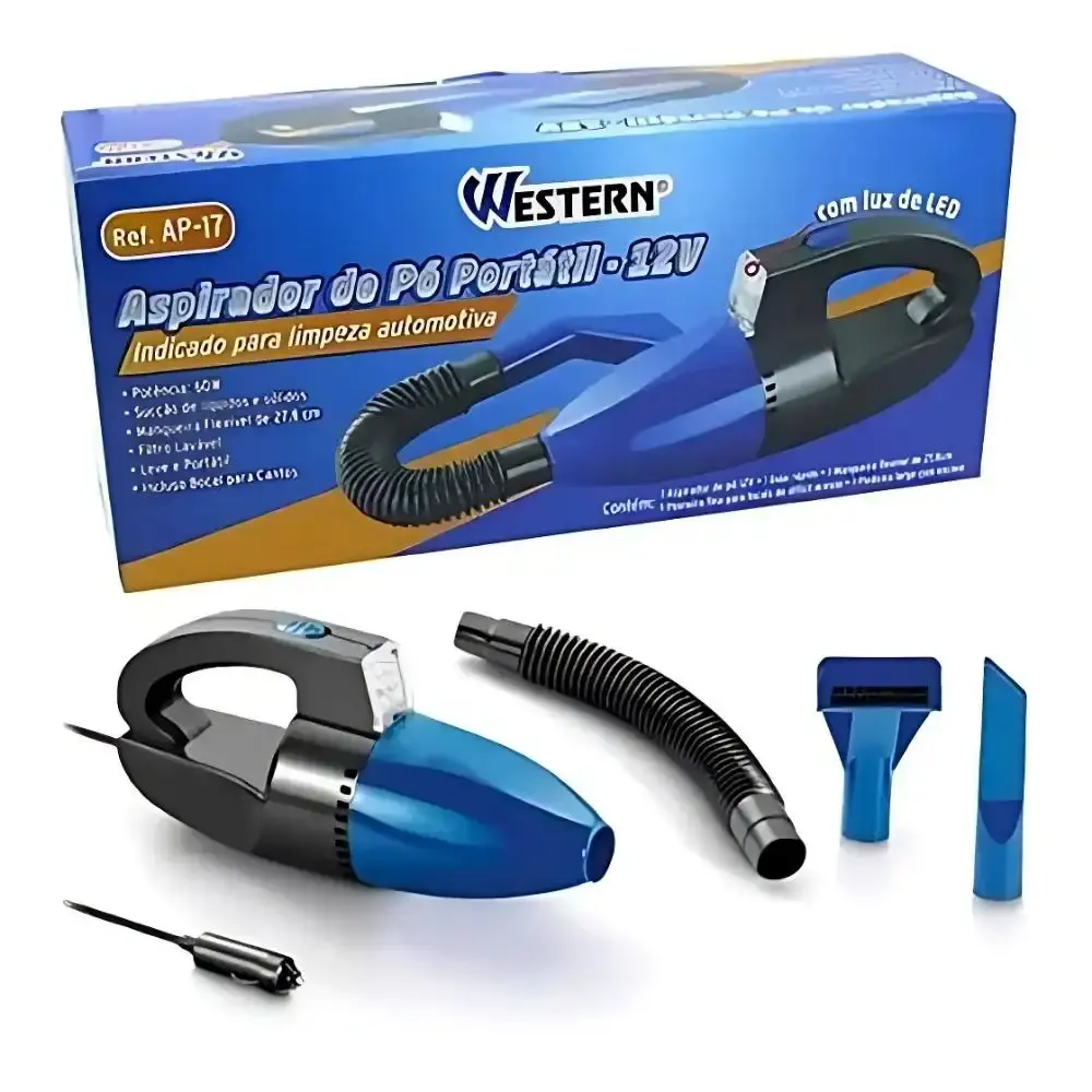 Aspirador de pó e líquido automotivo 12V 60W AP-17 Western