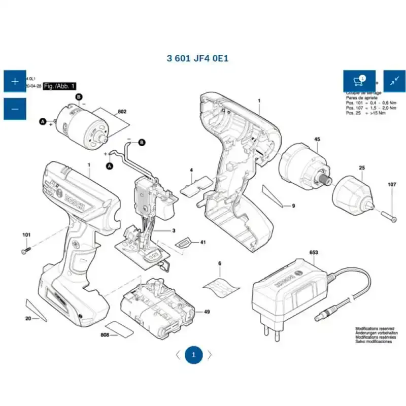 Motor para parafusadeira / furadeira GSR 1000 smart 12 v 2609199956 Bosch — fotografia 4