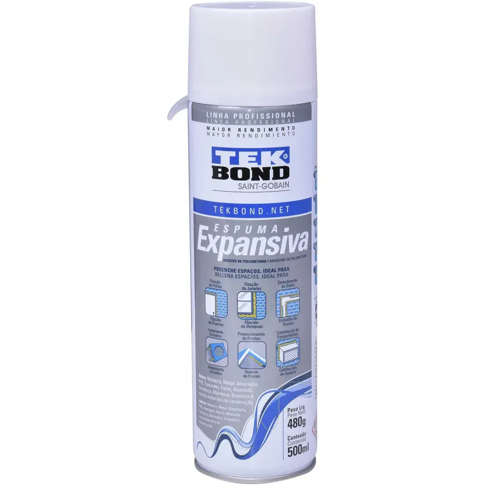 Espuma expansiva profissional em poliuretano 500ML Tekbond