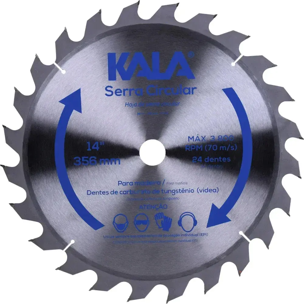 Disco serra circular 14” para madeira 24 dentes 3800RPM Kala — fotografia 4