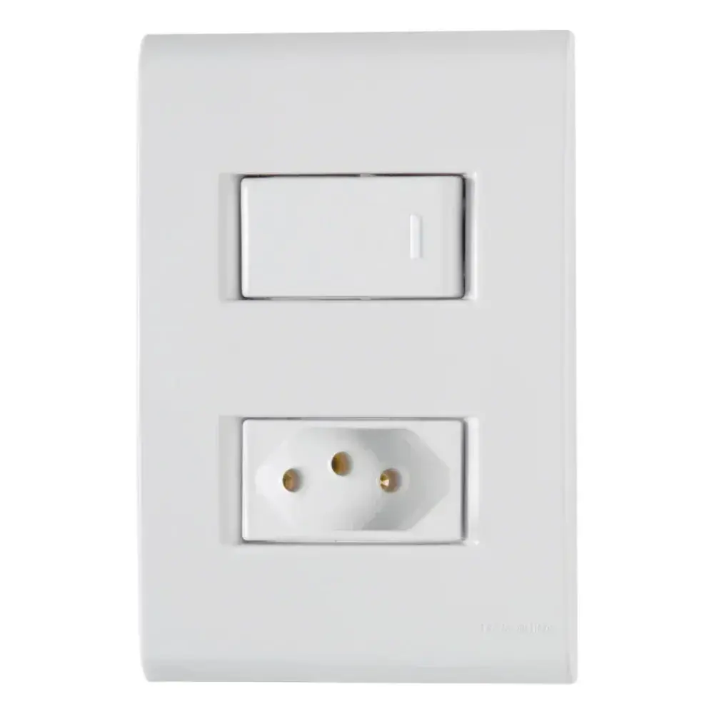 Conjunto 4X2 1 interruptor 10A 250V e 1 tomada 2P+T Tramontina — fotografia 2