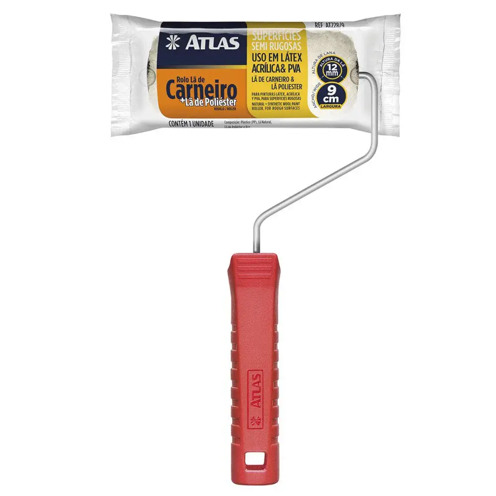 Rolo de pintura mista lã carneiro/poliéster 9CMX12MM Atlas — fotografia de referência