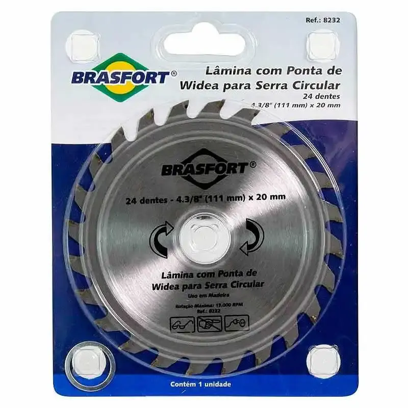 Serra circular de widea 4.3/8 pol 111MM x 20MM 24 dentes Brasfort — fotografia 3