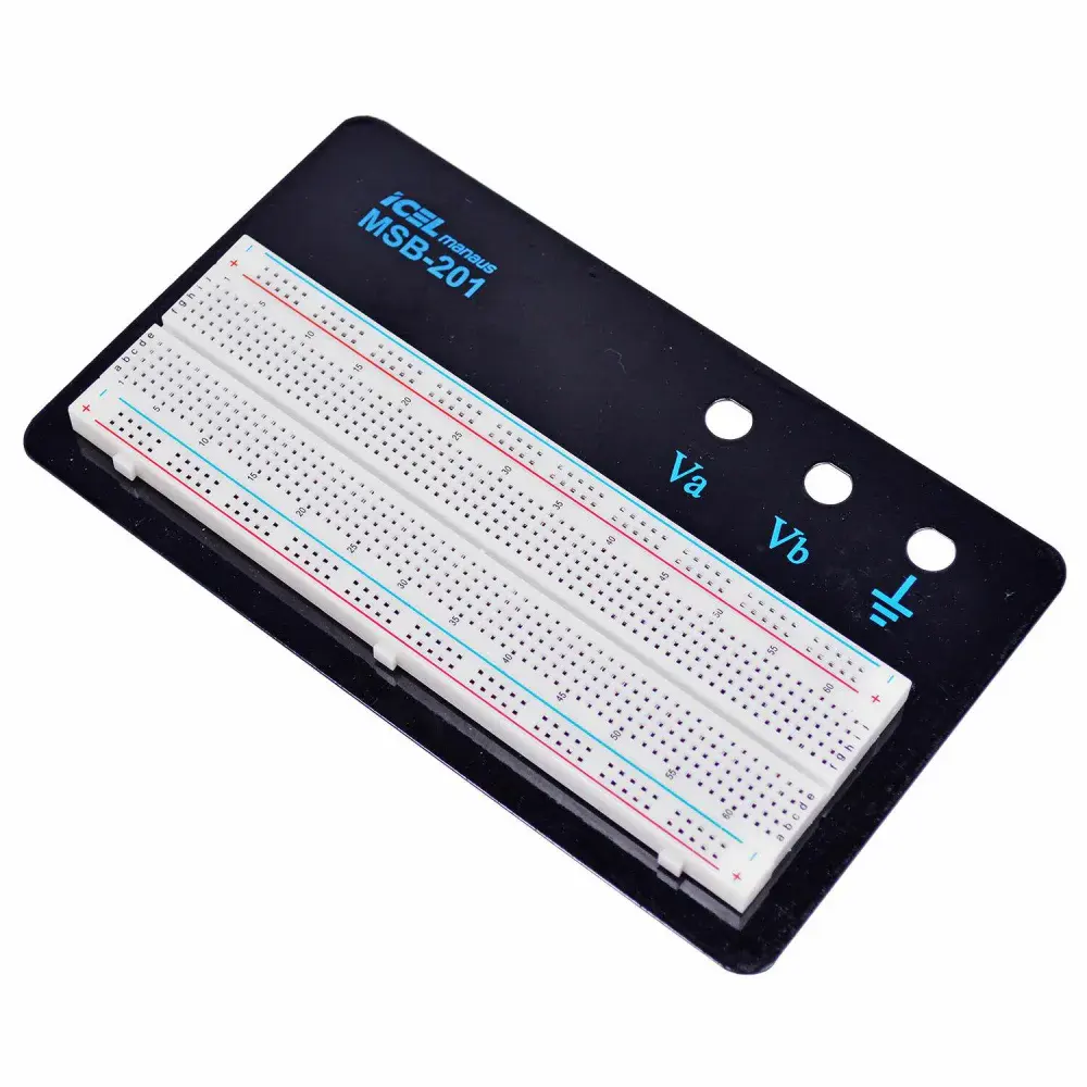 Protoboard MSB-201 830 furos com base 3 bornes Icel — fotografia 3