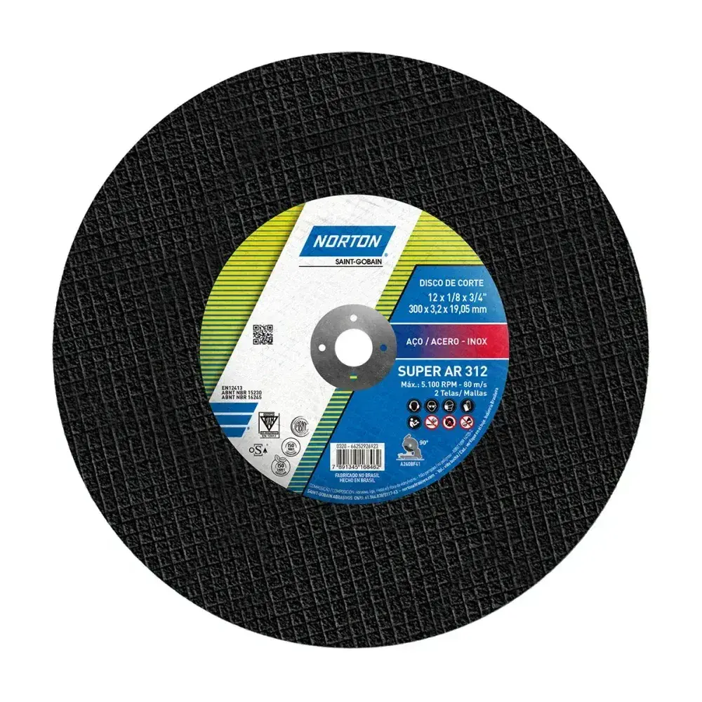 Disco de corte super AR312 para inox 19,10MM 300MM Norton — fotografia 3