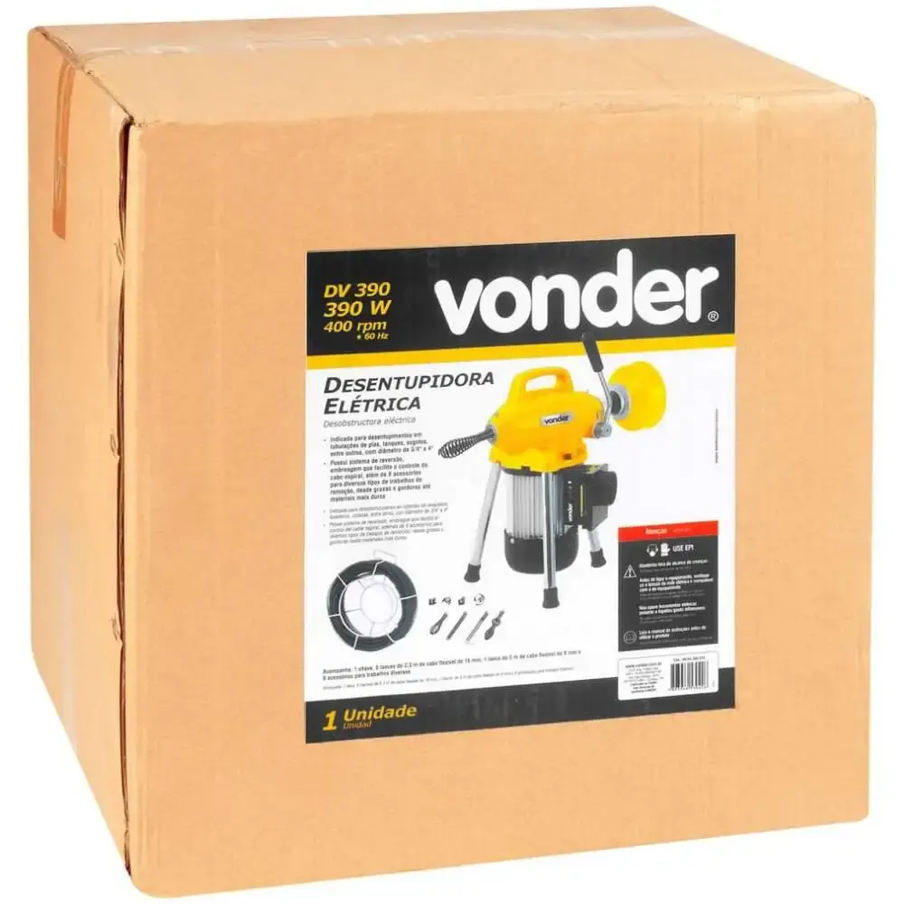 Desentupidora elétrica para tubulações DV390 Vonder 110 V — fotografia 5