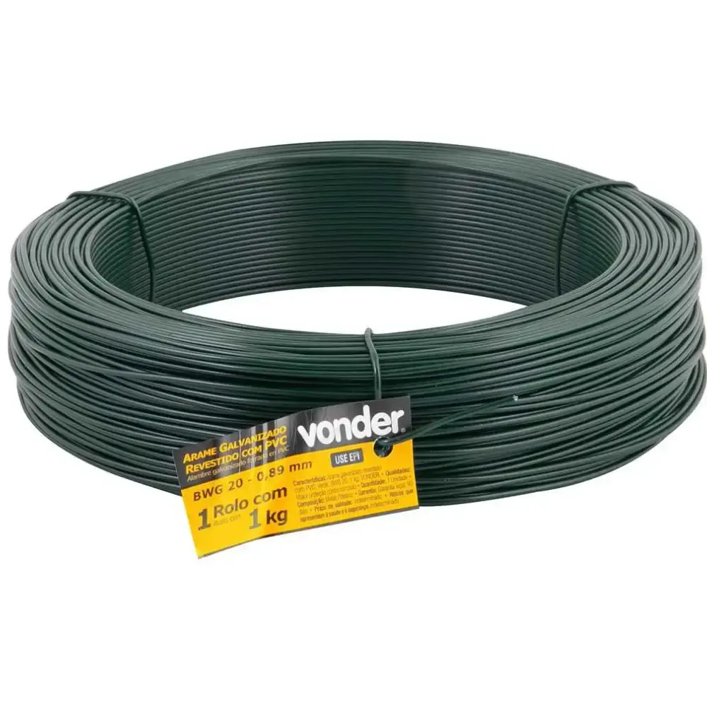 Arame revestido pvc verde rolo 1KG BWG20 Vonder