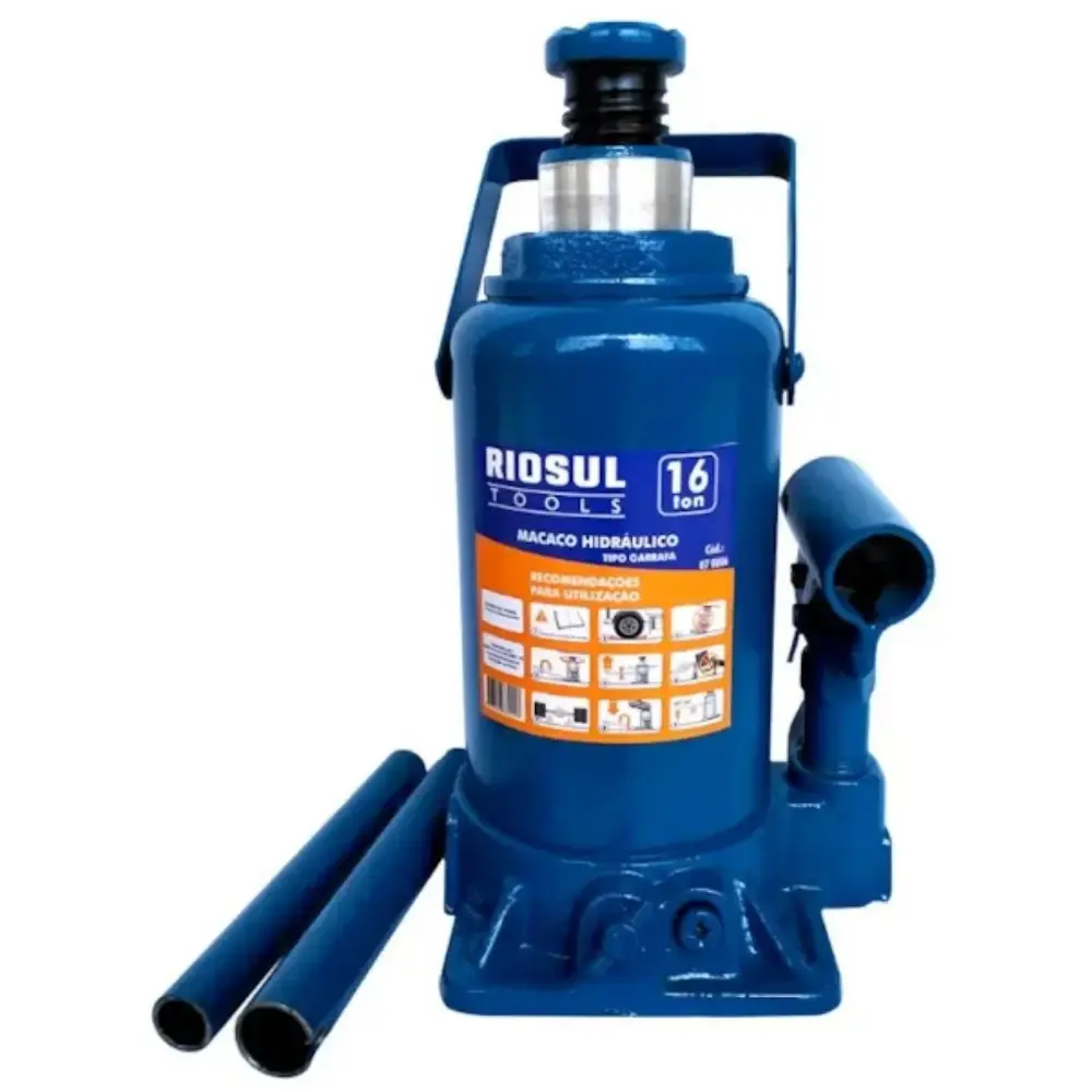 Macaco hidráulico 16 TON tipo garrafa R070007 riosul tools