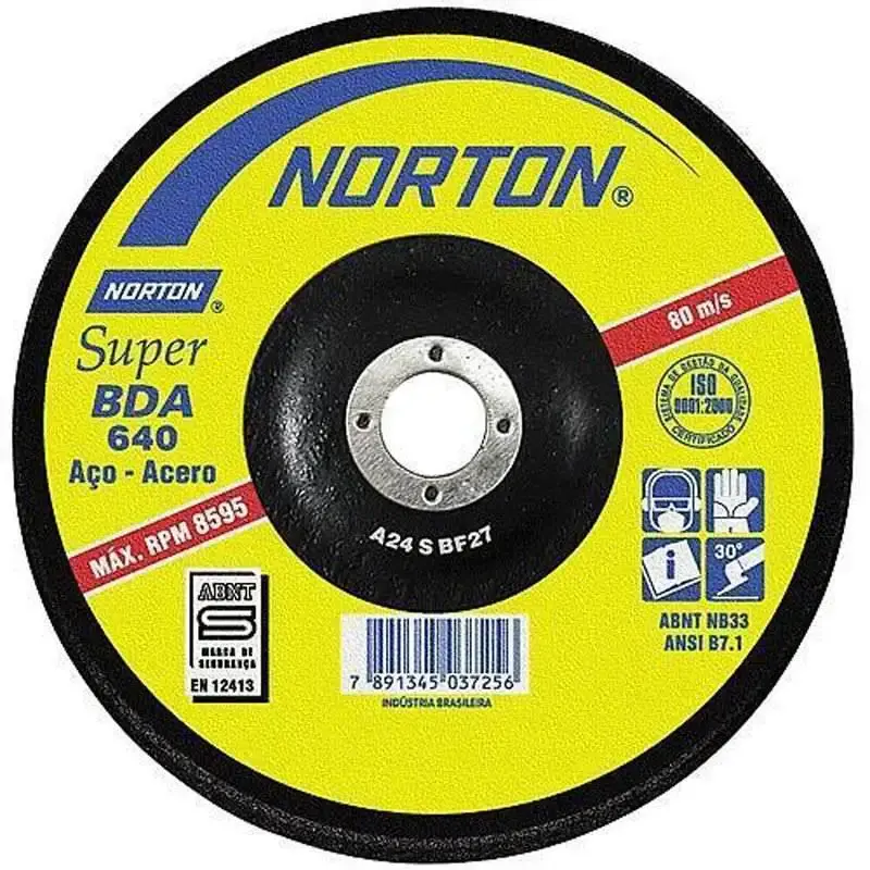 Disco de desbaste 7 pol c/ furo de 7/8 BDA 640 Norton — fotografia de referência