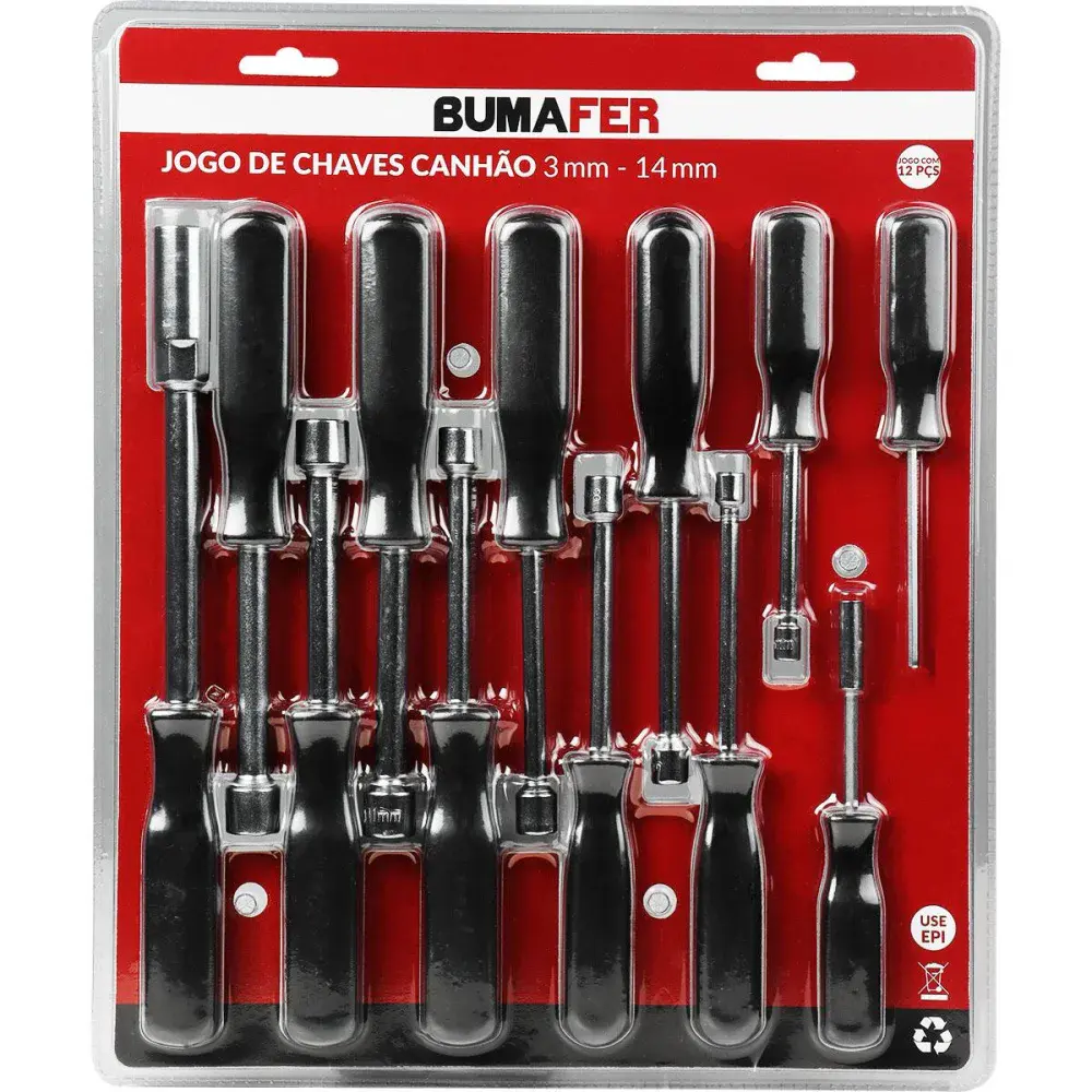 Jogo de chave canhão com 12 peç 3MM a 14MM Bumafer