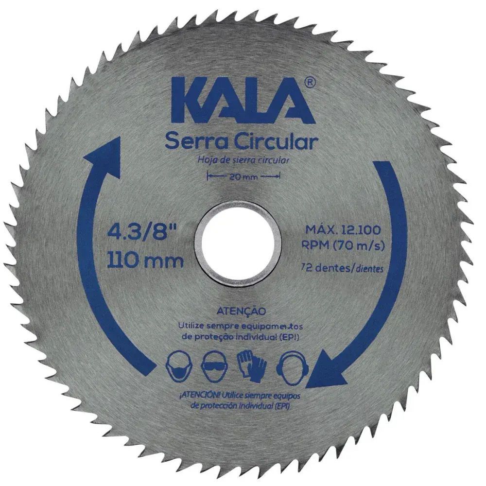 Serra circular para madeira 110MM x 20MM com 72 dentes Kala — fotografia de referência